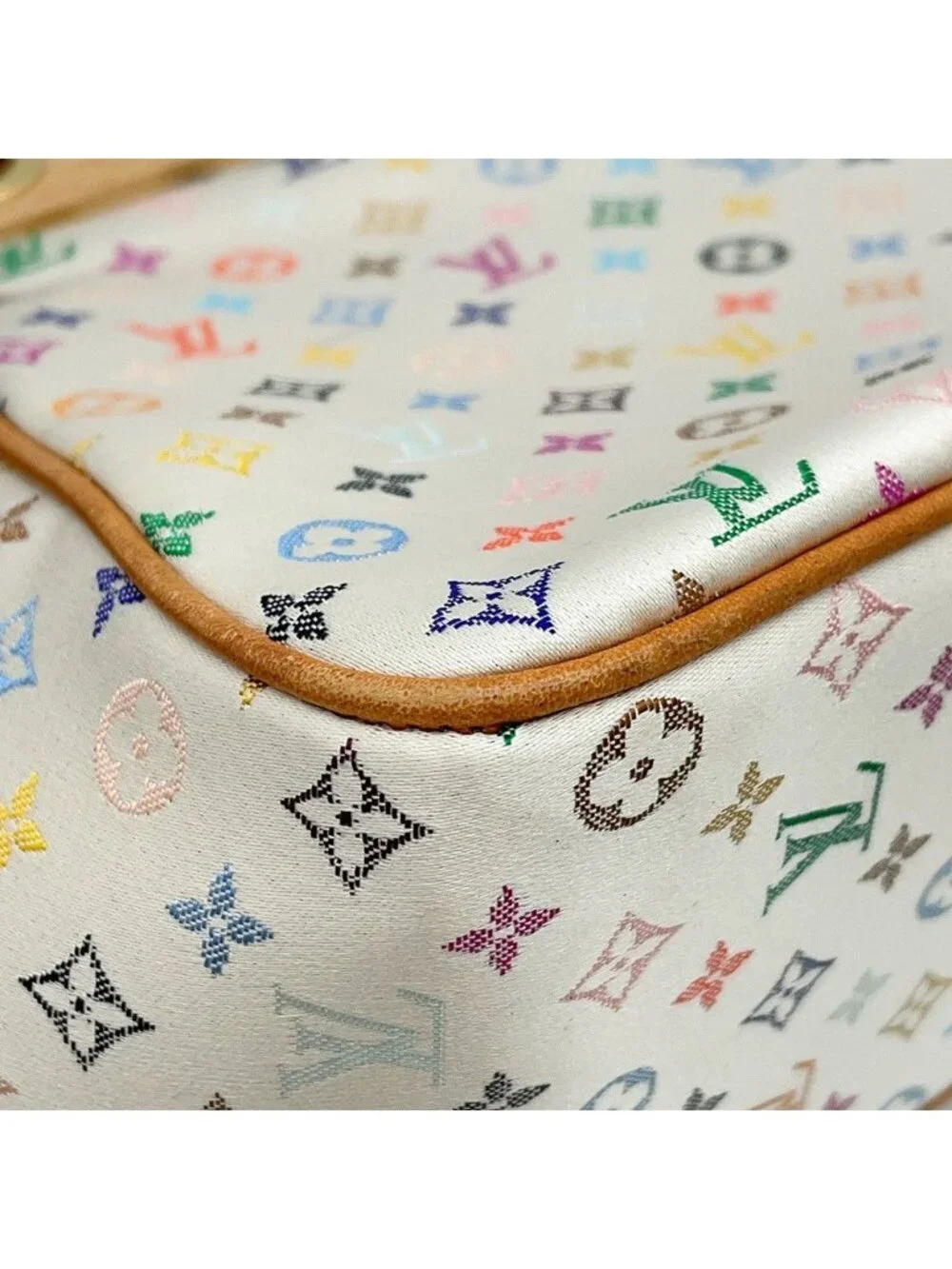 Louis Vuitton Handbag Monogram Multicolor Satin Abelia Bag White